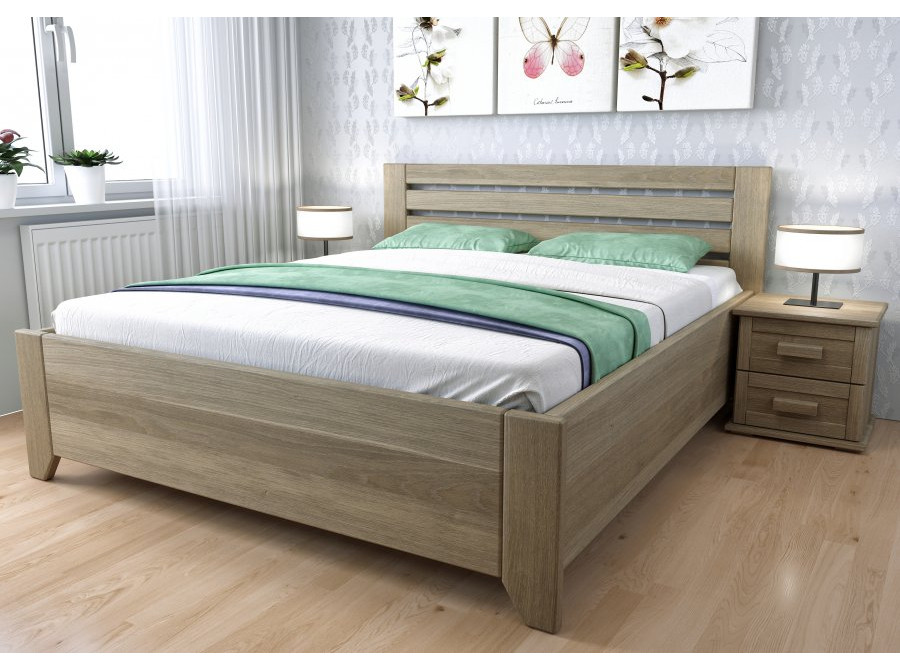 Dubová posteľ Vanda s úložným priestorom